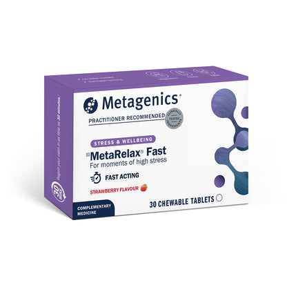 Metagenics MetaRelax Fast 30 Chewable Tablets Strawberry Flavour for Stress and Wellbeing