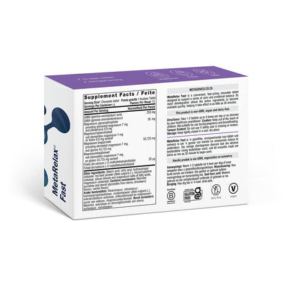 Metagenics MetaRelax Fast 30 Chewable Tablets Strawberry Flavour for Stress and Wellbeing