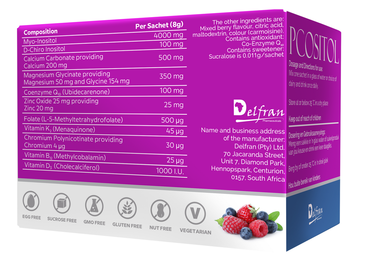 Delfran Pcositol | Nutritional Support for Polycystic Ovary Syndrome | 30 Sachets